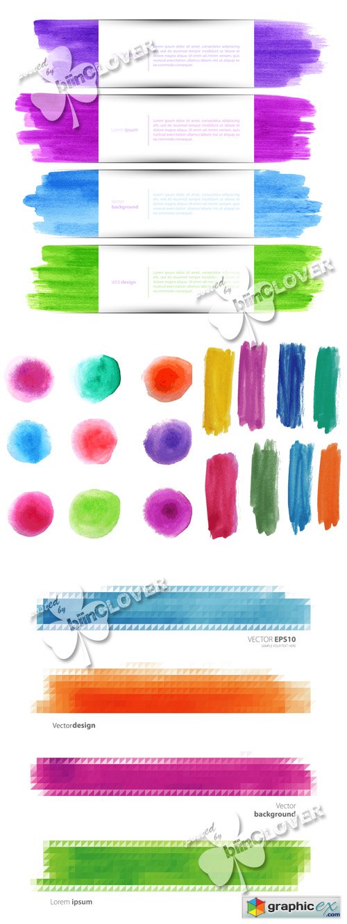 Vector Watercolor banners set 0527