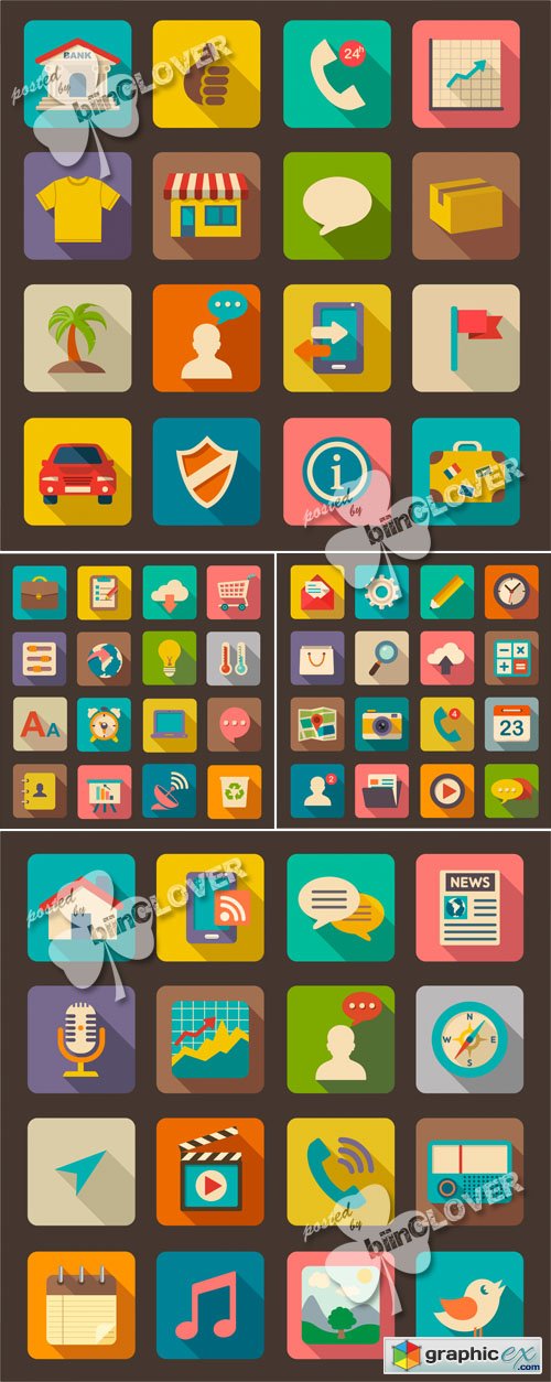 Vector Web flat icons set 0524