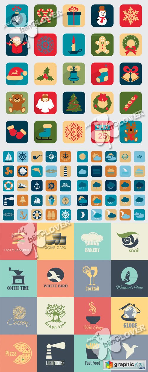 Set of retro  icons and widgets 0517