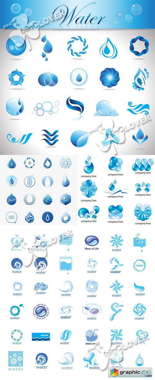 Water drops logos and icons 0501