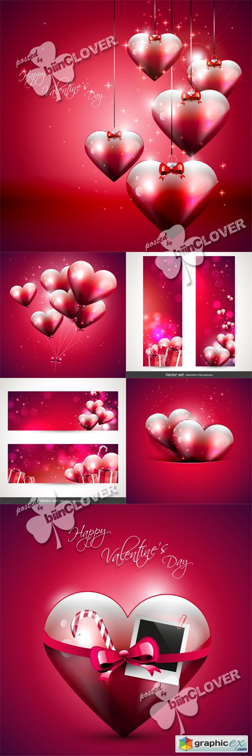 Vector Valentine hearts cards 0547