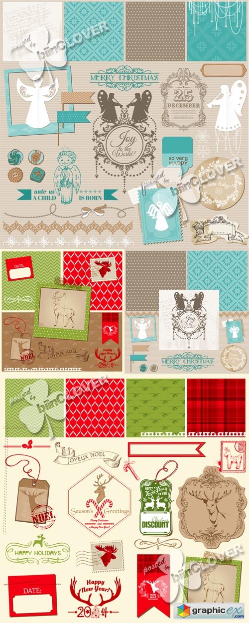 Vector Vintage Christmas design elements 0547