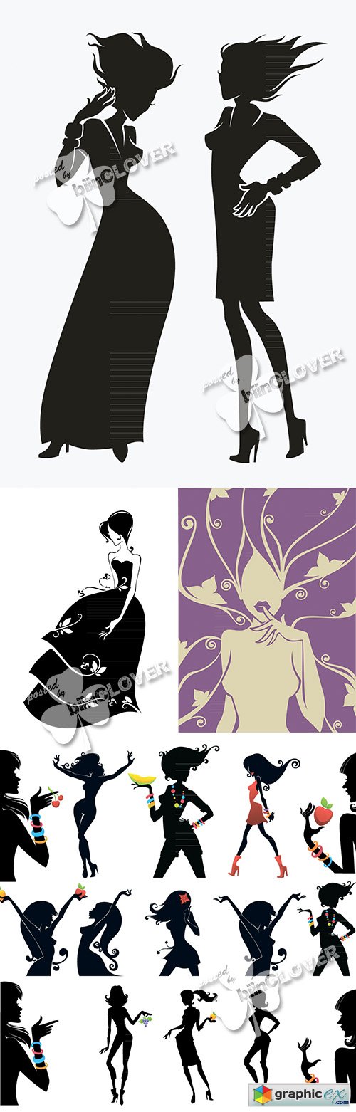 Vector Beautiful girls silhouettes 0465