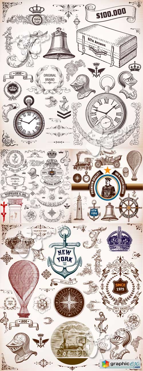 Vector Vintage design elements 0447