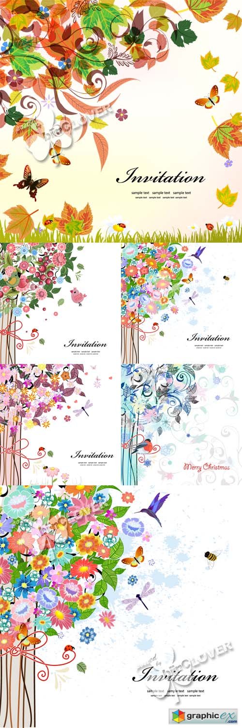Vector Four season decorative trees 0441