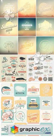 Vector Retro summer background and elements design 0440