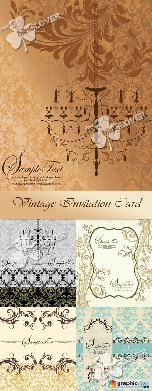 Vector Vintage invitation card 0415