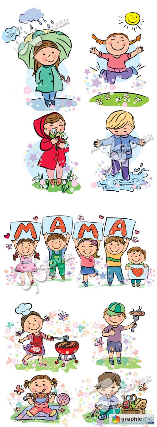 Vector Funny cartoon kids 0413