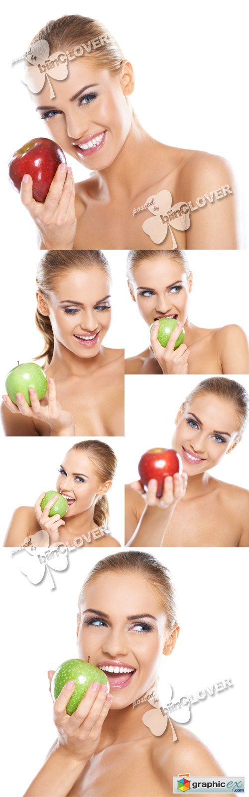 Smiling girl with apple 0390
