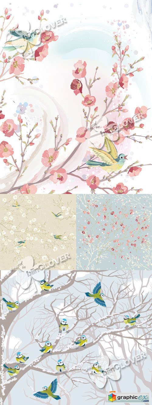 Vector Branches of trees background 0386