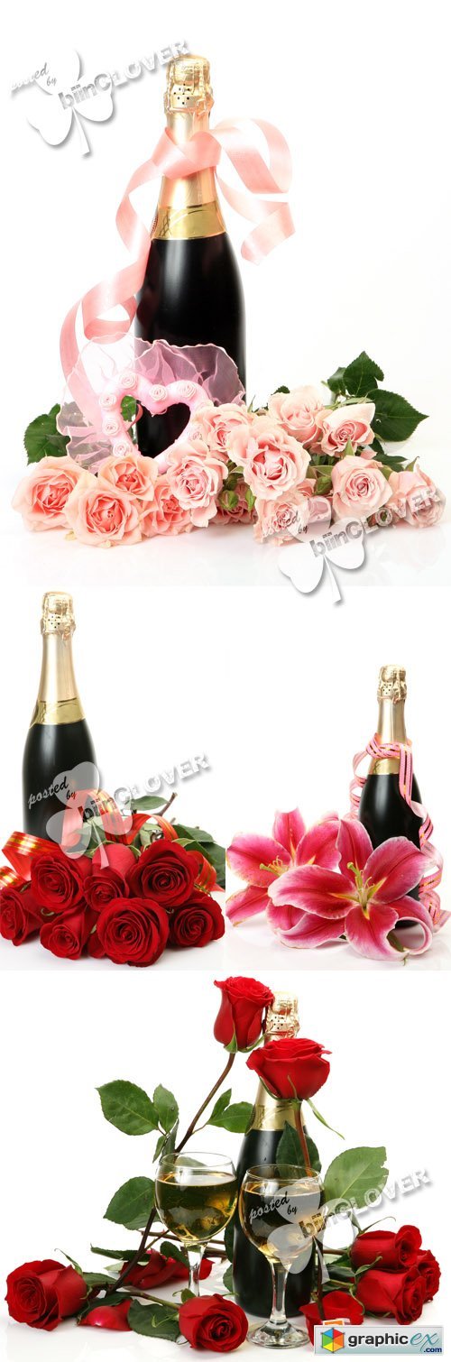 Champagne with roses and lilies 0382