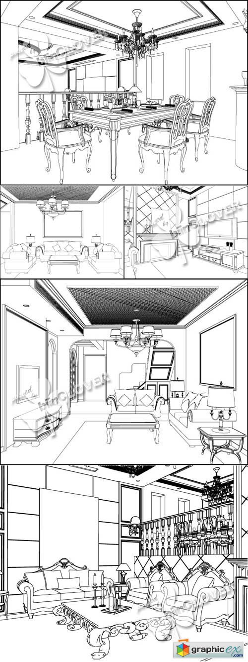 Vector Contemporary design of interior 0556