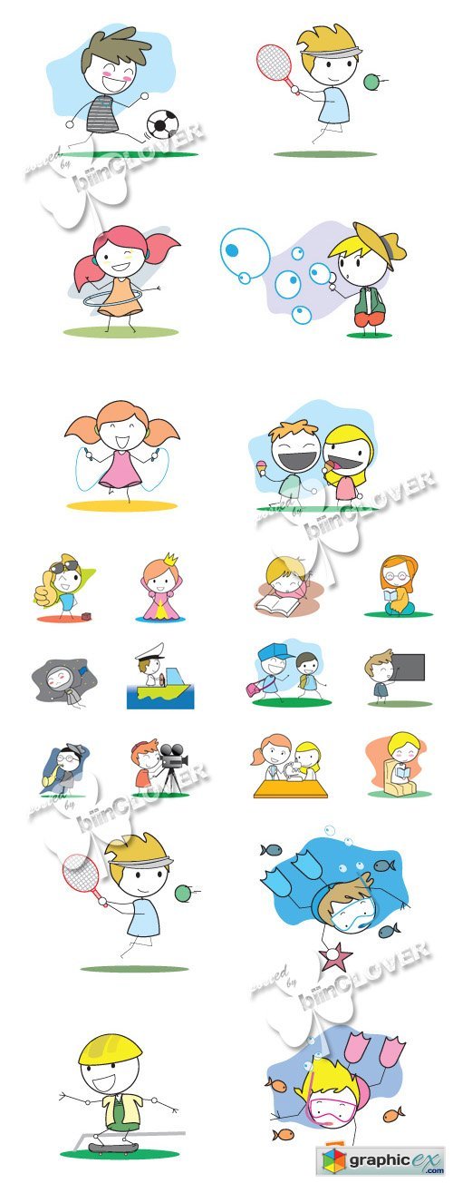 Vector Cute cartoon children 0377