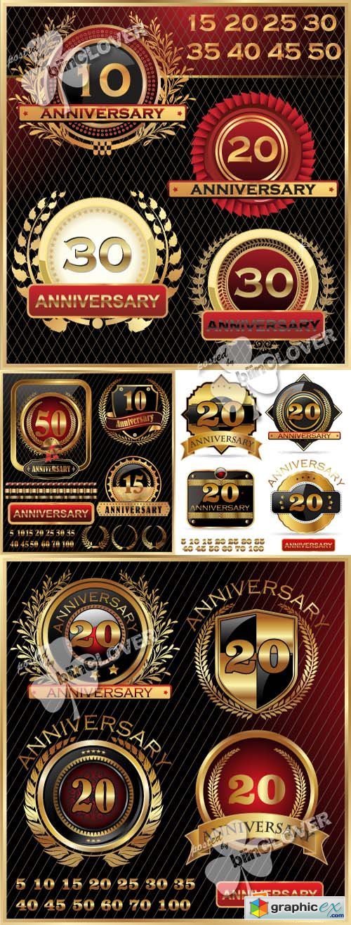 Vector Anniversary golden design elements 0268