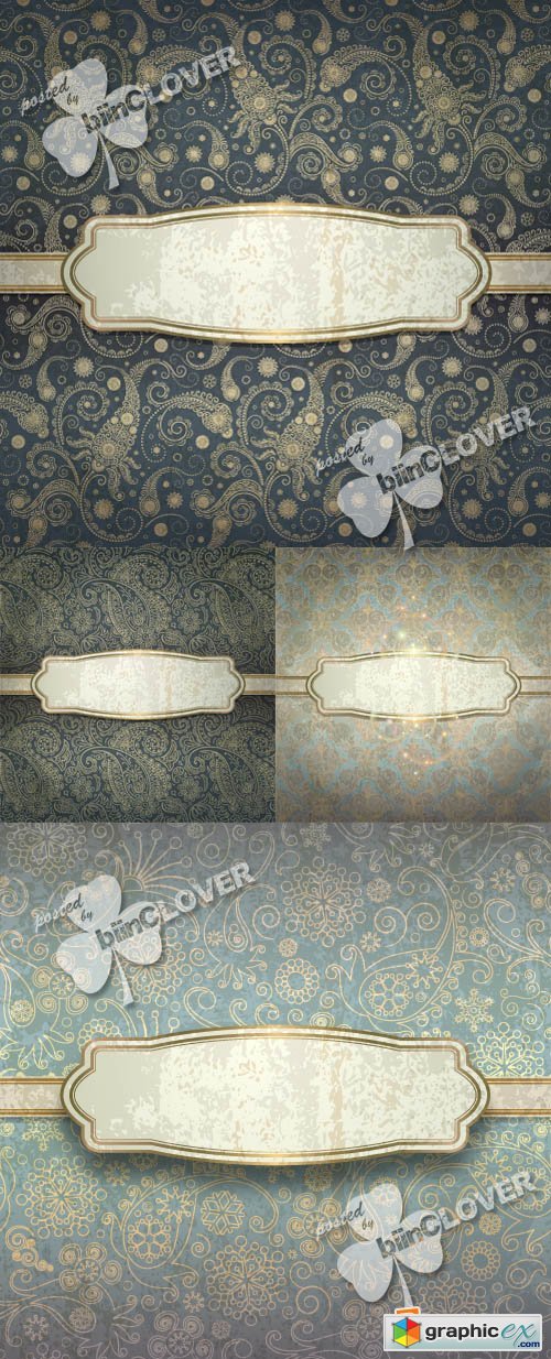 Vector Retro background with seamless pattern 0357