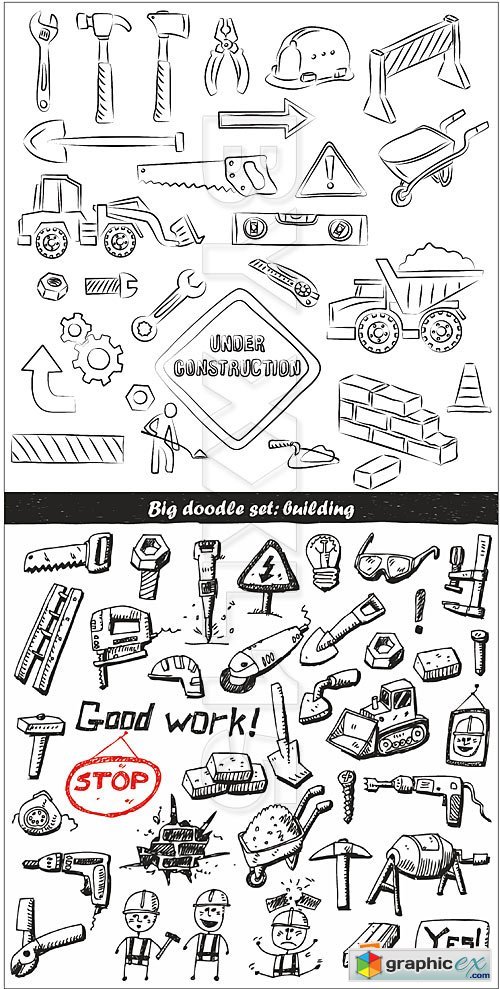 Vector Hand drawn construction tools