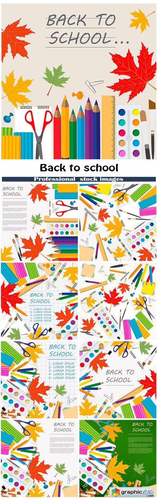 Back to school. Stationary graphic template