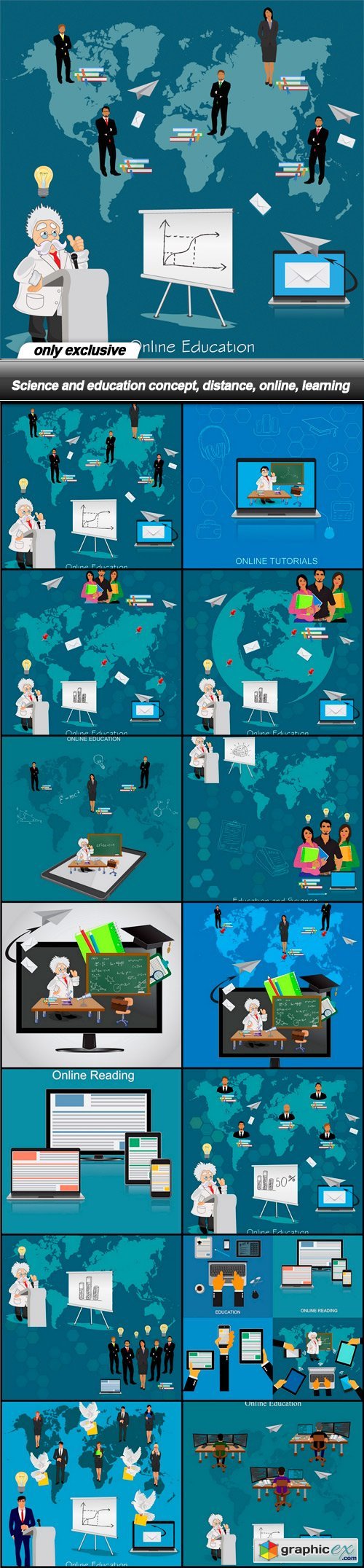 Science and education concept, distance, online, learning - 14 EPS