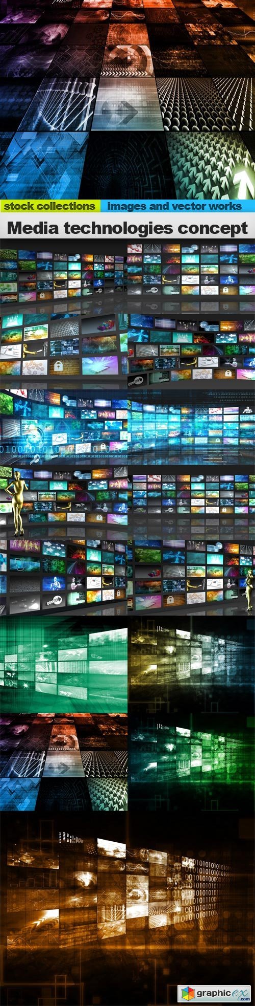 Media technologies concept, 15 x UHQ JPEG