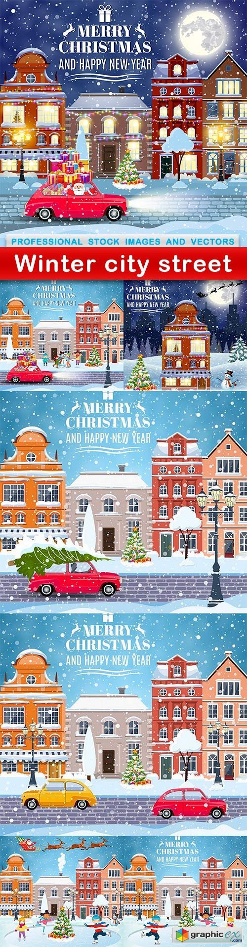 Winter city street - 7 EPS