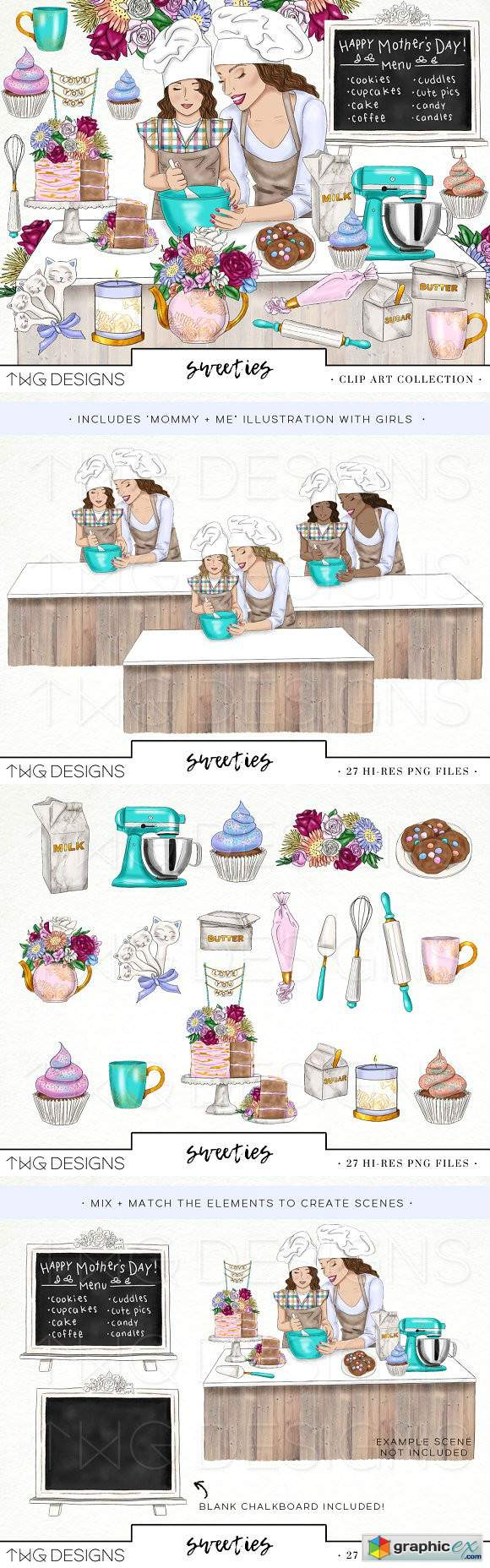 Baking Sweets Fashion Girl Clip Art