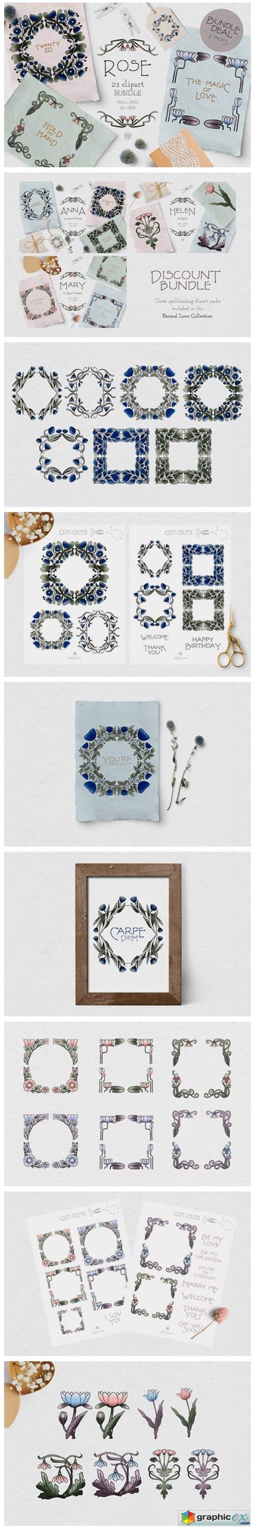  Vintage Spring Clipart Bundle 