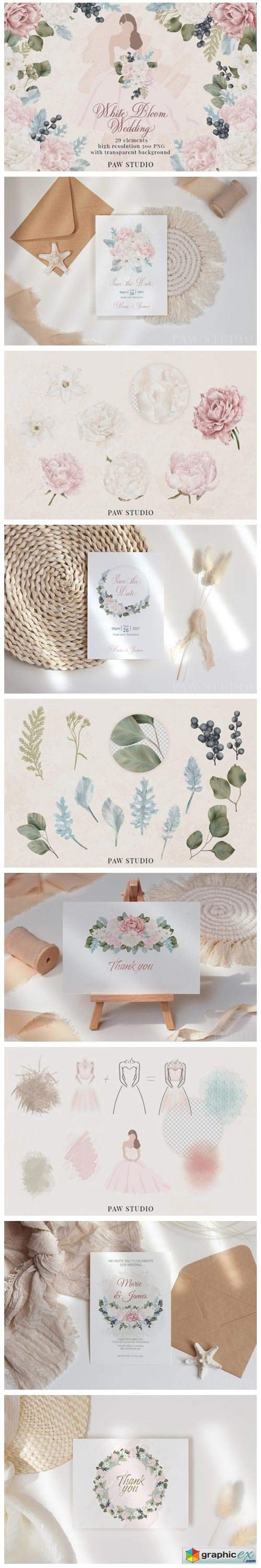 White Pink Flowers Winter Leaves Wedding