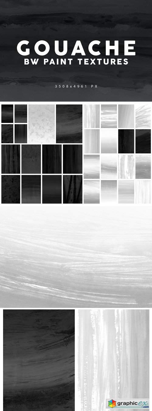  Black & White Gouache Textures 