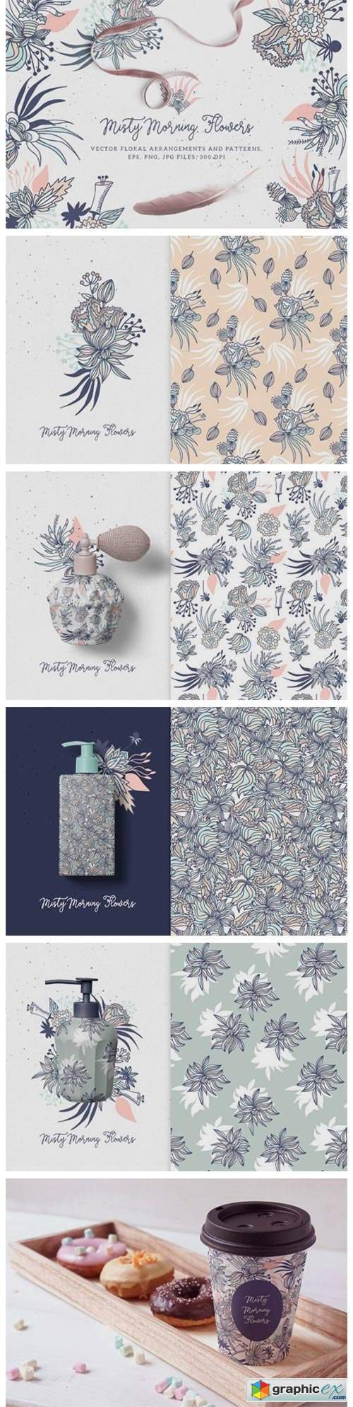 Misty Morning Flowers - Floral Clipart