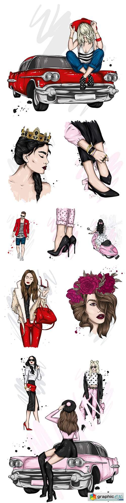  Beautiful girl and guy in stylish clothes with fashion accessories 2 