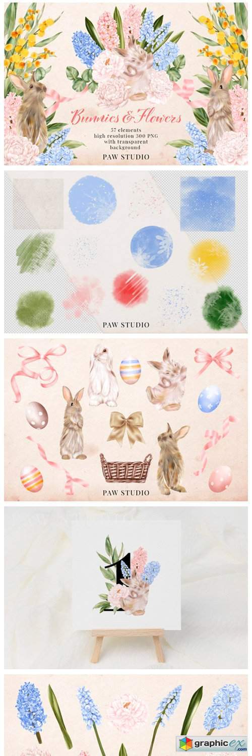 Easter Bunny Flowers Clipart Hyacinth