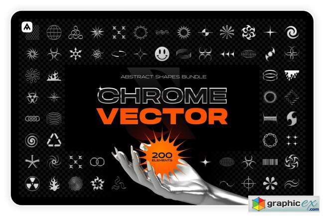 Chrome & vector abstract shapes pack 