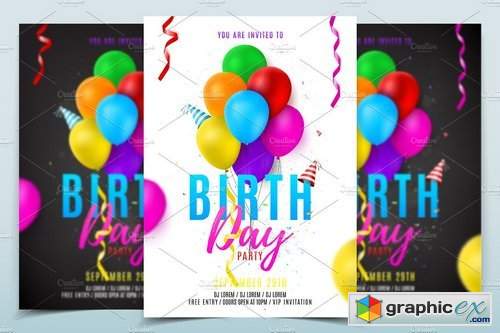 Birthday party flyer template 1828750