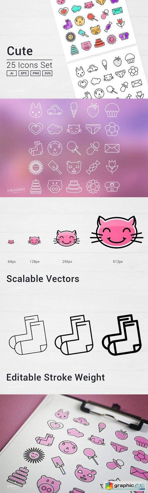 Cute Things Icons Set