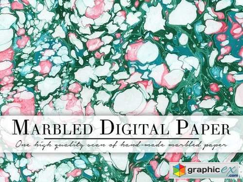 Green & White Marbled Paper 