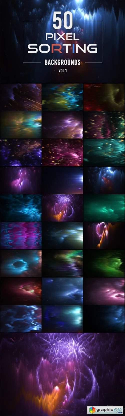  50 Pixel Sorting Backgrounds Collection 