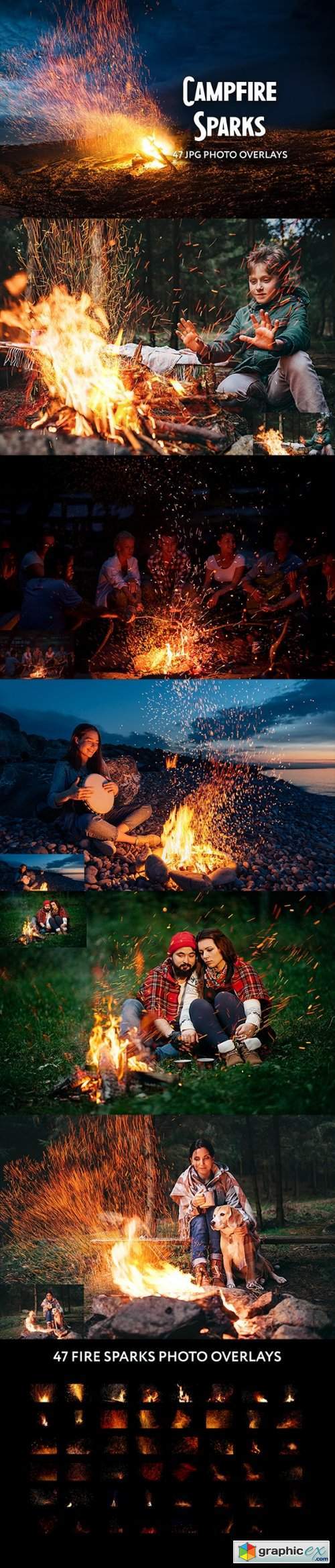 47 Campfire Spark Photo Overlays