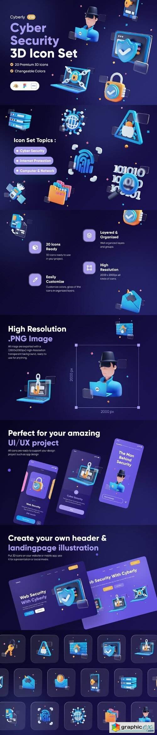 Cyberly - Cyber Security 3D Icon Set